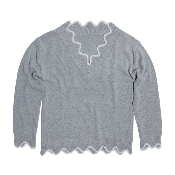 Sundazed (Germany) Wavy Bind-Off V-Neck Pullover Sweater : L - Picture 1 of 2